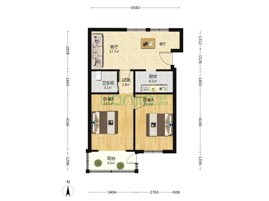 阜阳路146号 2室1厅1卫 45平方
