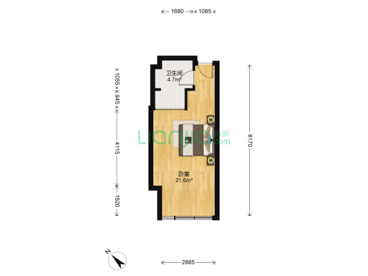 新里程尊域 1室0厅1卫 38平方