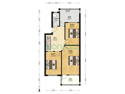 经四路 3室1厅1卫 79平方