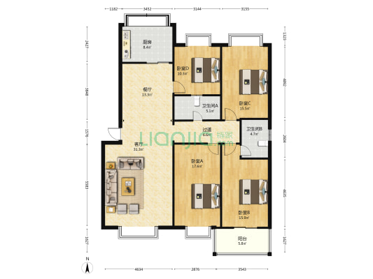 广乐小区馨泽苑 4室2厅2卫 165平方