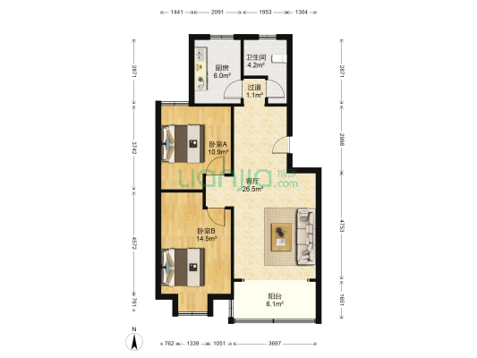 农民公寓（海王路） 2室1厅1卫 86平方