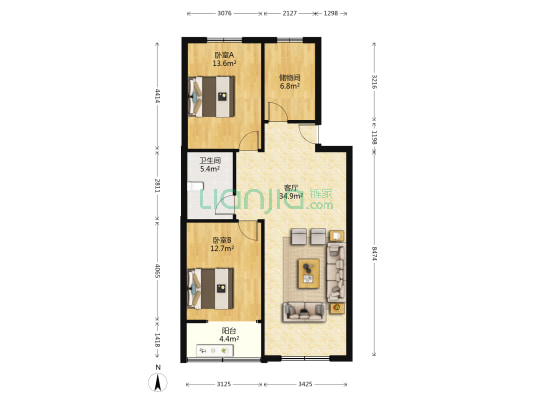 工银小区 2室1厅1卫 94平方