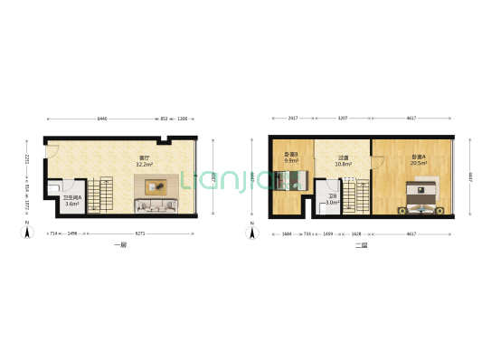 嘉饰茂SOHO中心 2室1厅2卫 54平方
