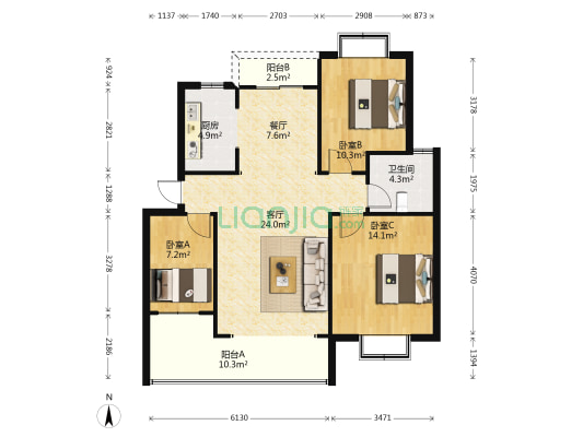 庆丰路110号 3室2厅1卫 102平方