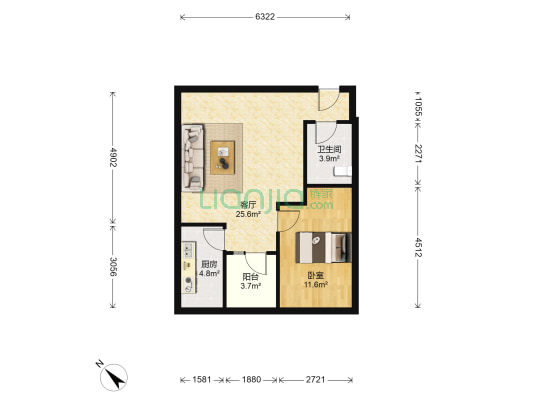 证大正府 1室1厅1卫 65平方