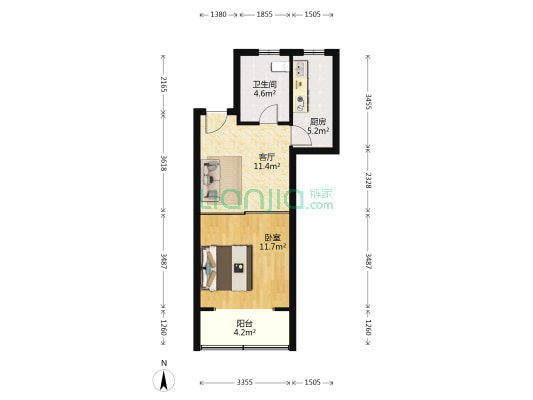 双晖小区 1室1厅1卫 57平方