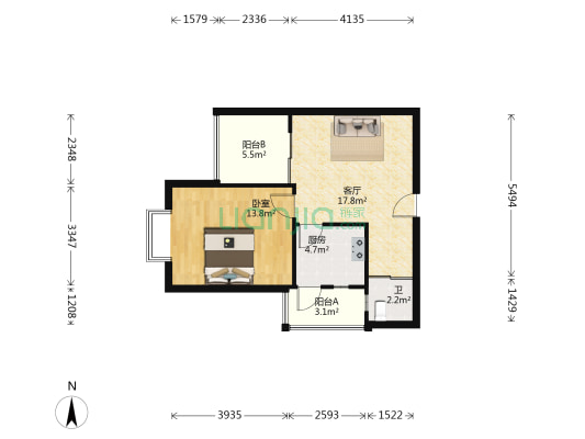 明泽第六区 1室1厅1卫 60平方