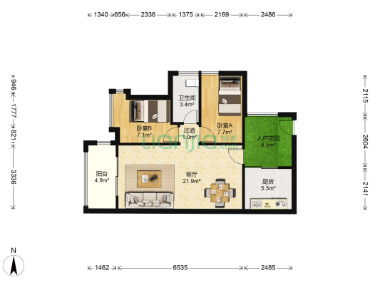 金湾明珠 2室1厅1卫 72平方