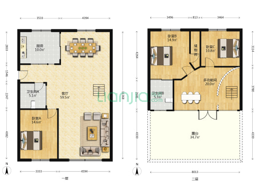 富春如意花园 4室1厅2卫 174平方