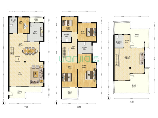 金色東江 5室3厅4卫 210平方