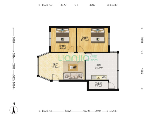 平安巷45号 2室1厅1卫 73平方