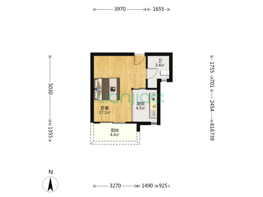 青城山居 1室0厅1卫 41平方
