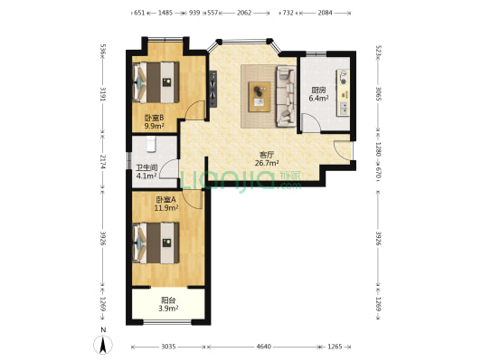 映月清水湾 2室1厅1卫 90平方