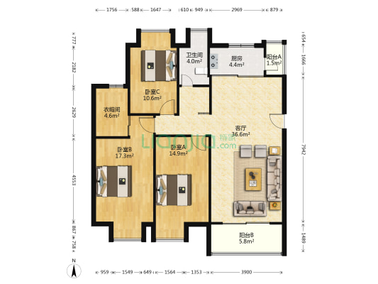 和谐佳苑 3室1厅1卫 126平方