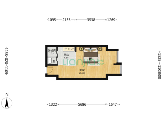 老城根·蓝光雍锦世家 1室0厅2卫 41平方