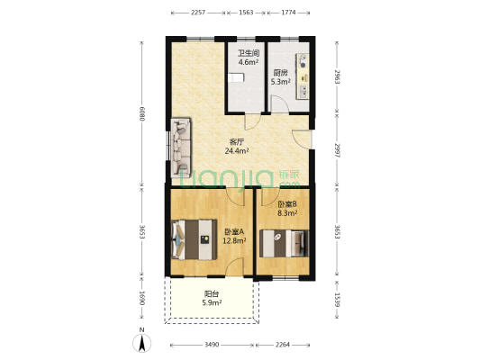 三水丽景 2室1厅1卫 66平方