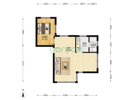 建设三马路 1室1厅1卫 57平方