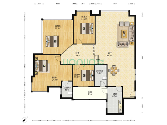 交警支队家属院 4室1厅2卫 187平方