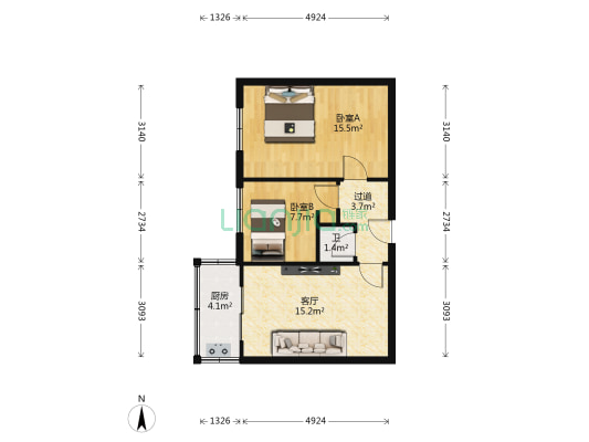 特勤大队(武都路） 2室1厅1卫 50平方