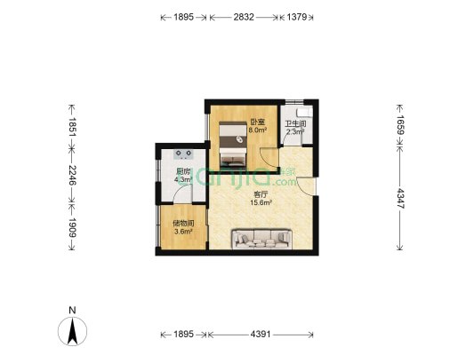 青乐苑C区 1室1厅1卫 42平方