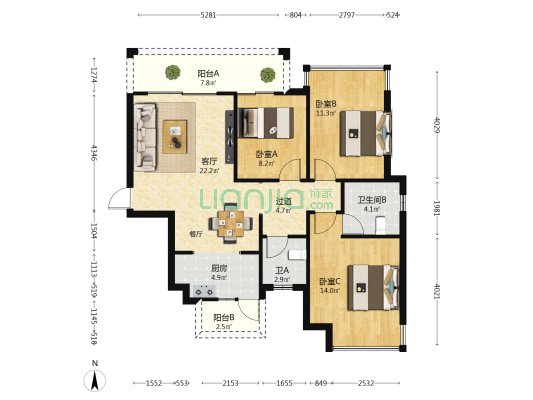 昌泰茗城 3室1厅2卫 103平方