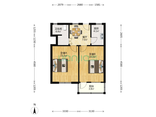 惠龙新村1-39号 2室1厅1卫 61平方