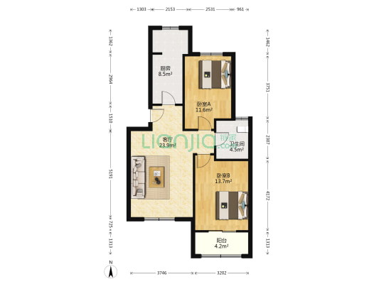 晨星园(大港区) 2室1厅1卫 88平方