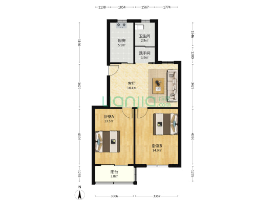 宝杨路575弄 2室1厅2卫 76平方