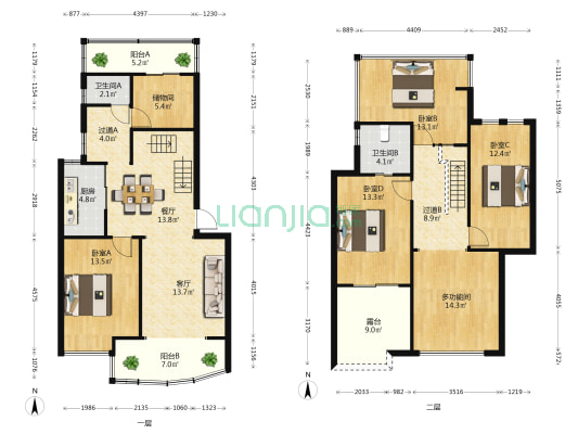 世纪龙苑 5室2厅2卫 138平方