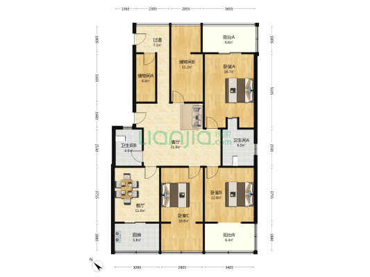 狮马路59号 3室2厅2卫 138平方