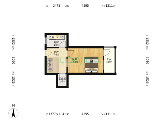 长春路3-7（单号） 1室1厅1卫 36平方