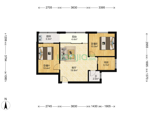 怡豪楼 3室1厅1卫 70平方
