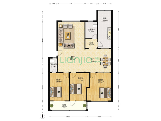 潍城检察院宿舍 3室2厅2卫 146平方