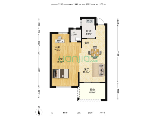 悦景雅苑  2室1厅1卫 69平方