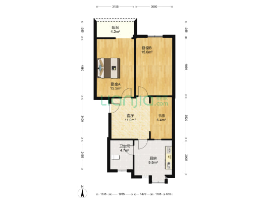 电力宿舍 3室1厅1卫 79平方