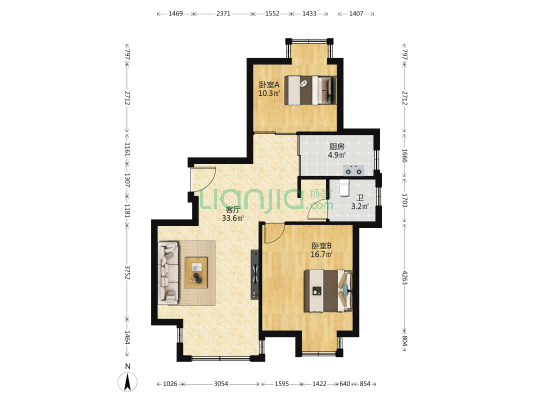 新悦花苑 2室1厅1卫 94平方