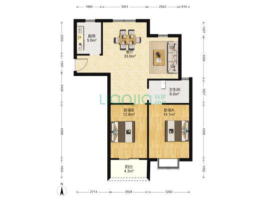 雨顺佳园 2室1厅1卫 99平方