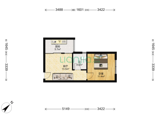 蜜城 1室1厅1卫 46平方