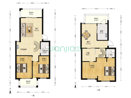 中辉新苑 3室2厅2卫 78平方