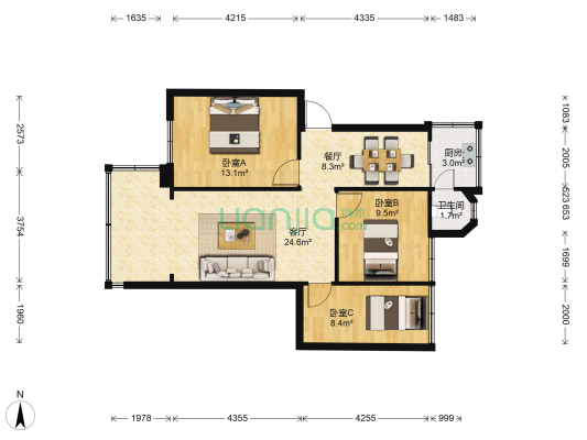 关霞巷3号 3室2厅1卫 73平方
