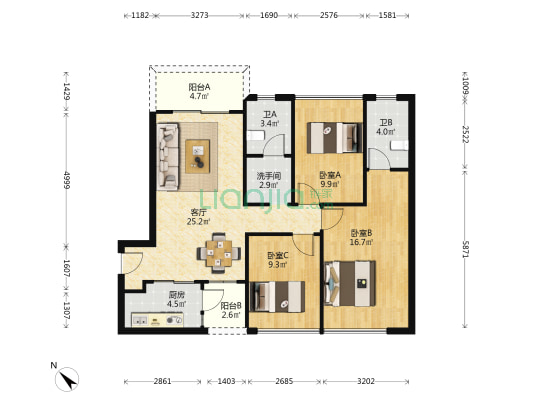 阳光城·文澜阁 3室1厅3卫 98平方