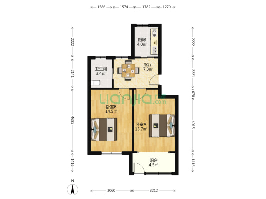 谈中路223弄 2室1厅1卫 57平方