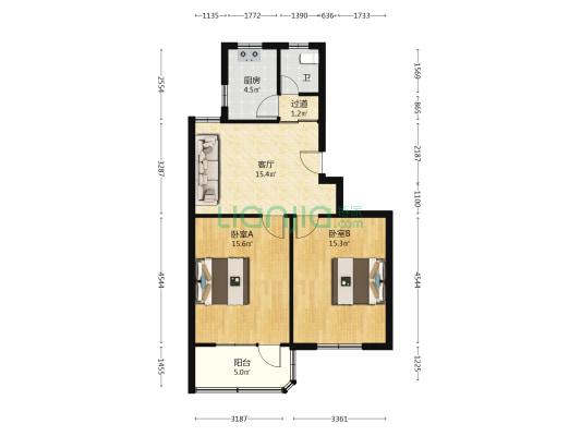 栖凤东路 2室1厅1卫 77平方
