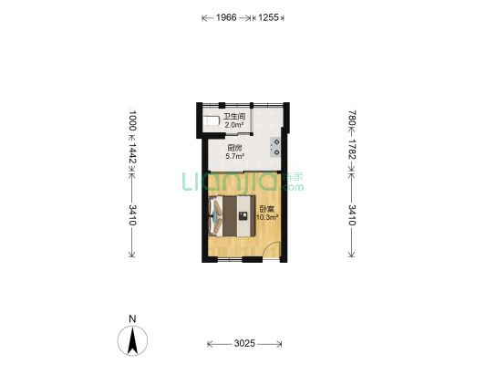 矮东文明小区 1室0厅1卫 22平方