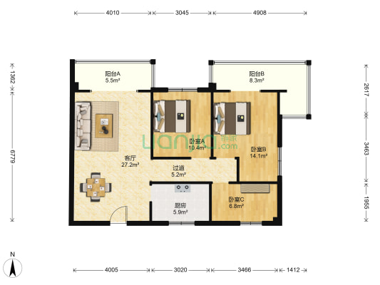 江电大厦 3室1厅0卫 115平方