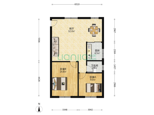 源泉广场 2室1厅1卫 88平方