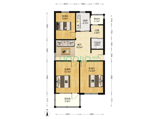 常福新村别墅区 3室1厅1卫 88平方
