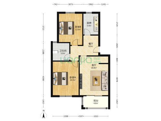 敬南苑 2室2厅1卫 87平方