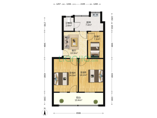 电机厂家属院 3室1厅1卫 79平方