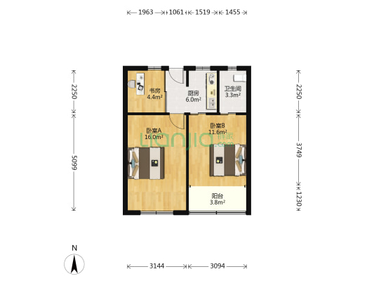 康衢小区  3室0厅1卫 68平方